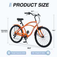 Load image into Gallery viewer, 7 Speed Bicycles 26"Inch Multiple Colors Men's Beach Cruiser Bike