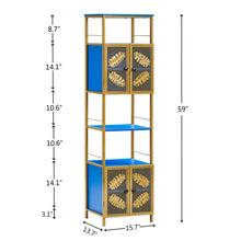 Load image into Gallery viewer, Tall Large Floor Storage Cabinet with Open Compartments and 2 Cabinets with Doors, Freestanding Cabinet, for Home Kitchen, Bathroom, Living Room