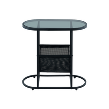 Load image into Gallery viewer, Glass Oval Small Side Tables Living Room Small Space With Magazines Organizer Storage Space (Set of 2)