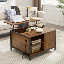 Load image into Gallery viewer, Lift Top Coffee Table, Multi-Function Coffee Table with Hidden Compartment, Modern Lift Tabletop Dining Table for Living Room Reception/Home Office, Rustic Brown