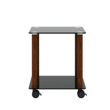 Load image into Gallery viewer, 1-Piece Black + Walnut Side Table , 2-Tier Space End Table ,Modern Night Stand, Sofa table, Side Table with Storage Shelve