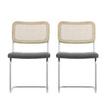Load image into Gallery viewer, Set of 2, Leather Dining Chair with High-Density Sponge, Rattan Chair for Dining room, Living room, Bedroom, Gray