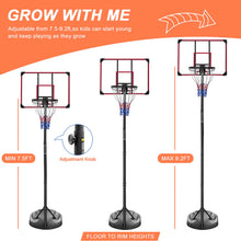 Load image into Gallery viewer, Portable Basketball Hoop System Stand Height Adjustable 7.5ft - 9.2ft with 32 Inch Backboard and Wheels for Youth Adults Indoor Outdoor Basketball Goal