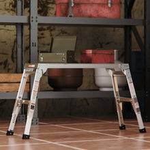 Load image into Gallery viewer, Aluminum Work Platform Large Size Step Stool Folding Portable Work Bench 40" Width Telescopic Feet 22" -27.5" Height Adjustable