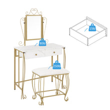 Load image into Gallery viewer, Vanity Mirror Table Set, Makeup Desk Vanity with Stool, Vintage Bedroom Vanity Lots Storage Dressing Table White for Women and Girls