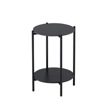 Load image into Gallery viewer, 2-layer End Table with Whole Marble Tabletop, Round Coffee Table with Black Metal Frame for Bedroom Living Room Office (black,1 piece)