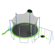 Load image into Gallery viewer, 12FT Trampoline with Slide and Swings, ASTM Approved Large Recreational Trampoline with Basketball Hoop and Ladder,Outdoor Backyard Trampoline with Net, Capacity for Kids and Adults