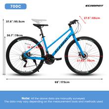Load image into Gallery viewer, A28250 700C Road Hybrid Bike for Adult , 21-Speed Road Bike Road Bicycle Carbon Steel Frame/Dual-Disc Brakes/Multiple Colors