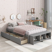Load image into Gallery viewer, Full Size Bed with Storage Case, 2 Storage drawers, Lengthwise Support Slat,Grey