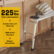 Load image into Gallery viewer, Aluminum Work Platform Large Size Step Stool Folding Portable Work Bench 40" Width Telescopic Feet 22" -27.5" Height Adjustable