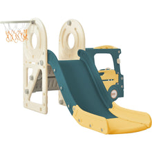 Load image into Gallery viewer, Kids Slide with Bus Play Structure, Freestanding Bus Toy with Slide for Toddlers, Bus Slide Set with Basketball Hoop