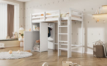 Load image into Gallery viewer, Twin Loft Bed with Wardrobe, Storage Shelves and Ladder, White