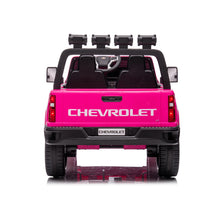 Load image into Gallery viewer, Pink, 24V 2 Seater Ride On Truck Car, Licensed Chevrolet Silverado HD Electric Car for Kids, 4WDmotors, with2.4G Remote Control, Metal Suspension, Soft Start, FM/Bluetooth/Music, LED Light,Toys Gifts