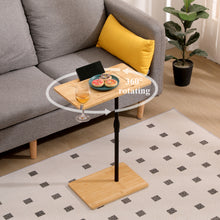 Load image into Gallery viewer, Bamboo Couch Tray Table Height Adjustable C-Shaped End Table with Slots 2 Tier Sofa Side Table for Living Room & Bedroom (Rectangle + Rectangle)