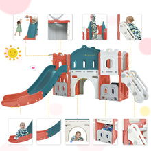 Load image into Gallery viewer, Kids Slide Playset Structure, Freestanding Castle Climber with Slide and Basketball Hoop, Toy Storage Organizer for Toddlers, Kids Climbers Playhouse for Indoor Outdoor Playground Activity