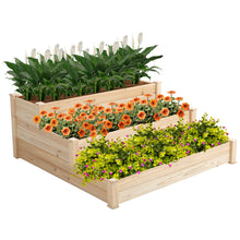 Load image into Gallery viewer, 48.6 x 48.6 x 21in Raised Garden Bed Horticulture Outdoor Elevated Flower Box Tiered Garden Bed Wooden Vegetables Growing Planter for Backyard/Patio/Gardener Natural