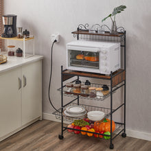 Load image into Gallery viewer, Removable Microwave& Oven Shelf Wire Basket, Kitchen Storage Shelf Rack for Spices, Pots and Pans, Wheels with Anti-skid Locks