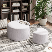 Load image into Gallery viewer, Upholstered Nesting Coffee Tables (Set of 2), Side Table, Footrest, Ottoman & Seat for Living Room Bedroom Entryway Office, Beige Yarn Dyed Fabric
