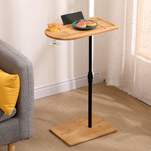 Load image into Gallery viewer, Couch Tray Table Bamboo Height Adjustable Side Table for Sofa C-shaped Oval End Tables with Slots for Bed & Chairs in Living Room & Bedroom (Oval + Rectangle)