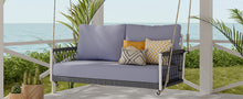 Load image into Gallery viewer, TREXM 1-Piece Woven Rope Outdoor Swing Sofa with Soft Cushions Seating 2 for Patio, Courtyard and Balcony (Light Grey)