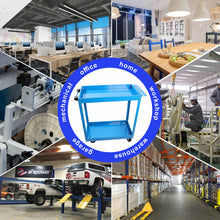 Load image into Gallery viewer, Tool Cart on Wheels, Heavy Duty Steel Utility Cart w/Lockable Wheels, 400 LBS Capacity Industrial Service Cart for Garage, Warehouse, Workshop (Two-layer Bright Blue)
