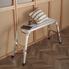 Load image into Gallery viewer, Aluminum Work Platform Large Size Step Stool Folding Portable Work Bench 40" Width Telescopic Feet 22" -27.5" Height Adjustable