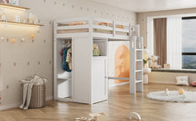 Load image into Gallery viewer, Twin Loft Bed with Wardrobe, Storage Shelves and Ladder, White