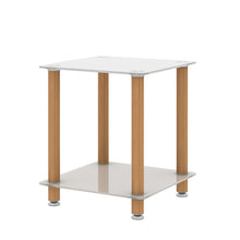 Load image into Gallery viewer, 2-Piece White+Oak Side Table , 2-Tier Space End Table ,Modern Night Stand, Sofa table, Side Table with Storage Shelve
