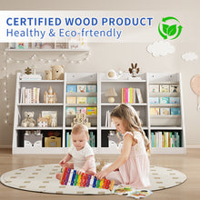 Load image into Gallery viewer, White Wooden Toy Storage Organizer Cabinet Kids Bookshelf Children Bookcase Toddler Baby Sling Book Rack Adjustable Shelf for Playroom Bedroom Nursery Hallway School Kindergarten Living Room