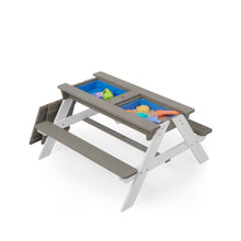 Load image into Gallery viewer, 3-in-1 Kids Outdoor Wooden Picnic Table With Umbrella, Convertible Sand & Wate, Gray ASTM & CPSIA CERTIFICATION