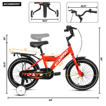 Load image into Gallery viewer, A16115 Kids Bike 16 inch for Boys & Girls with Training Wheels, Freestyle Kids' Bicycle with fender and carrier.