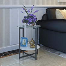 Load image into Gallery viewer, 2-layer Tempered Glass End Table, Round Coffee Table for Bedroom Living Room Office
