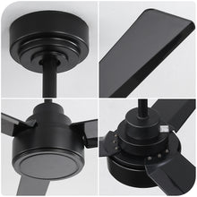 Load image into Gallery viewer, 52" Outdoor Ceiling Fan Without Light, 3 ABS Blades Farmhouse Ceiling Fan with Remote Control 6-speed Reversible DC Motor Black for Living Room, Bedroom, Kitchen
