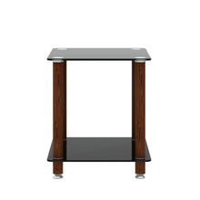 Load image into Gallery viewer, 1-Piece Black + Walnut Side Table , 2-Tier Space End Table ,Modern Night Stand, Sofa table, Side Table with Storage Shelve