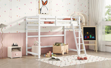 Load image into Gallery viewer, Twin Size High Loft Bed with inclined Ladder, Guardrails,White