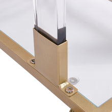 Load image into Gallery viewer, Golden Side Table, Acrylic Sofa Table, Glass Top C Shape Square Table with Metal Base for Living Room, Bedroom, Balcony Home and Office
