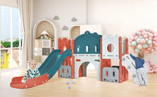 Load image into Gallery viewer, Kids Slide Playset Structure, Freestanding Castle Climber with Slide and Basketball Hoop, Toy Storage Organizer for Toddlers, Kids Climbers Playhouse for Indoor Outdoor Playground Activity