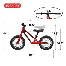 Load image into Gallery viewer, ECARPAT Balance Bike, Magnesium Alloy Frame Toddler Bike,Lightweight Sport Training Bicycle with 12" Rubber pneumatic tires,Adjustable Seat for Kids Ages 1-5 Years Old.