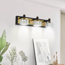 Load image into Gallery viewer, LED 3-Light Modern Crystal Bathroom Vanity Light Over Mirror Bath Wall Lighting Fixtures