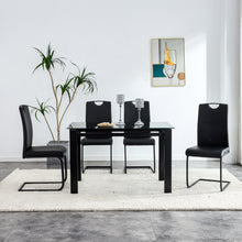Load image into Gallery viewer, Dining chairs set of 2, Black PU Chair modern kitchen chair with metal leg