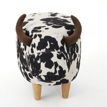 Load image into Gallery viewer, Black and White Velvet Cow-Shaped Ottoman, Cute Wood Foot Stool Shoes Changing Seat with Cushioned for Adult Living Room, Bedroom, Nursery Gameroom, Playroom, Porch Furniture