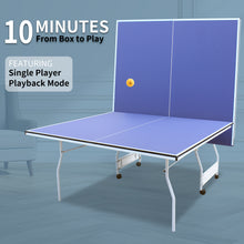 Load image into Gallery viewer, 9ft Mid-Size Table Tennis Table Foldable & Portable Ping Pong Table Set for Indoor Games with Net, 2 Table Tennis Paddles and 3 Balls