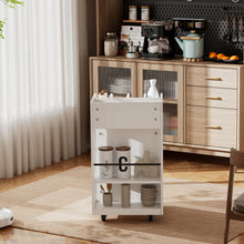 Load image into Gallery viewer, 4 Tier Kitchen Island Cart with Spice Rack & Locking Casters, Simple Design Mobile Kitchen Storage Islands for Kitchen Living Room Bedroom, White