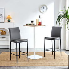 Load image into Gallery viewer, Grey Leather Barstool Dining Counter Height Chair Set of 2