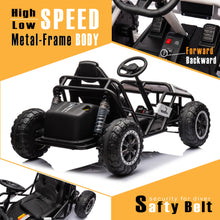 Load image into Gallery viewer, White, 24V Ultimate Go-Kart, Ride On Toy for Big Kids Ages 6+, 2x200W Powerful Motor, 6MPH Outdoor/Off road/Dirt Road Electric Car, Wide Seat, Metal Frame, Strong Shock Absorbers, High/Low Speed, Gift