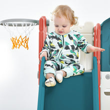 Load image into Gallery viewer, Kids Slide Playset Structure, Freestanding Castle Climber with Slide and Basketball Hoop, Toy Storage Organizer for Toddlers, Kids Climbers Playhouse for Indoor Outdoor Playground Activity