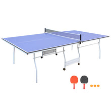 Load image into Gallery viewer, 9ft Mid-Size Table Tennis Table Foldable & Portable Ping Pong Table Set for Indoor Games with Net, 2 Table Tennis Paddles and 3 Balls