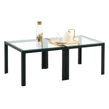 Load image into Gallery viewer, Coffee Table Set of 2, Square Modern Table with Tempered Glass Finish for Living Room,Transparent