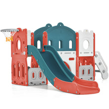 Load image into Gallery viewer, Kids Slide Playset Structure, Freestanding Castle Climber with Slide and Basketball Hoop, Toy Storage Organizer for Toddlers, Kids Climbers Playhouse for Indoor Outdoor Playground Activity