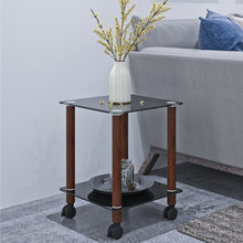 Load image into Gallery viewer, 1-Piece Black + Walnut Side Table , 2-Tier Space End Table ,Modern Night Stand, Sofa table, Side Table with Storage Shelve